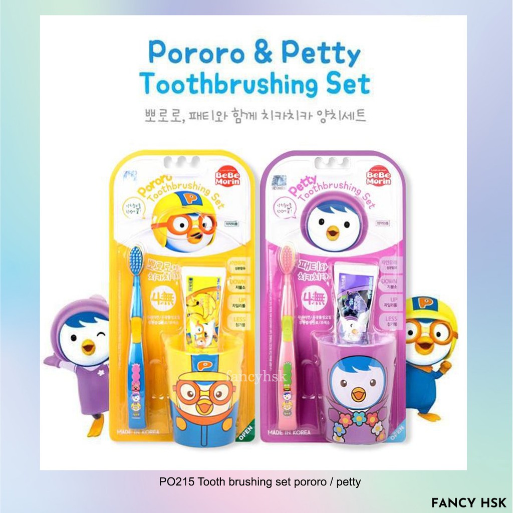 Jual ORI KOREA TOOTH BRUSHING SET PORORO / PETTY PO215 Shopee Indonesia