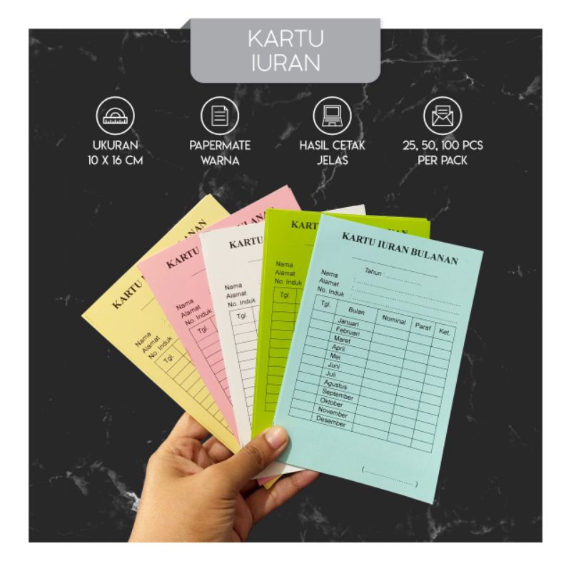 Jual Kartu Iuran Kartu Stok Kartu Spp Kartu Kas Kartu Tabungan Kartu Arisan Kartu