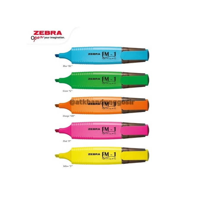 Jual Highlighter Textliner Zebra FM-1 Ready 5 warna Translucent ABG ...