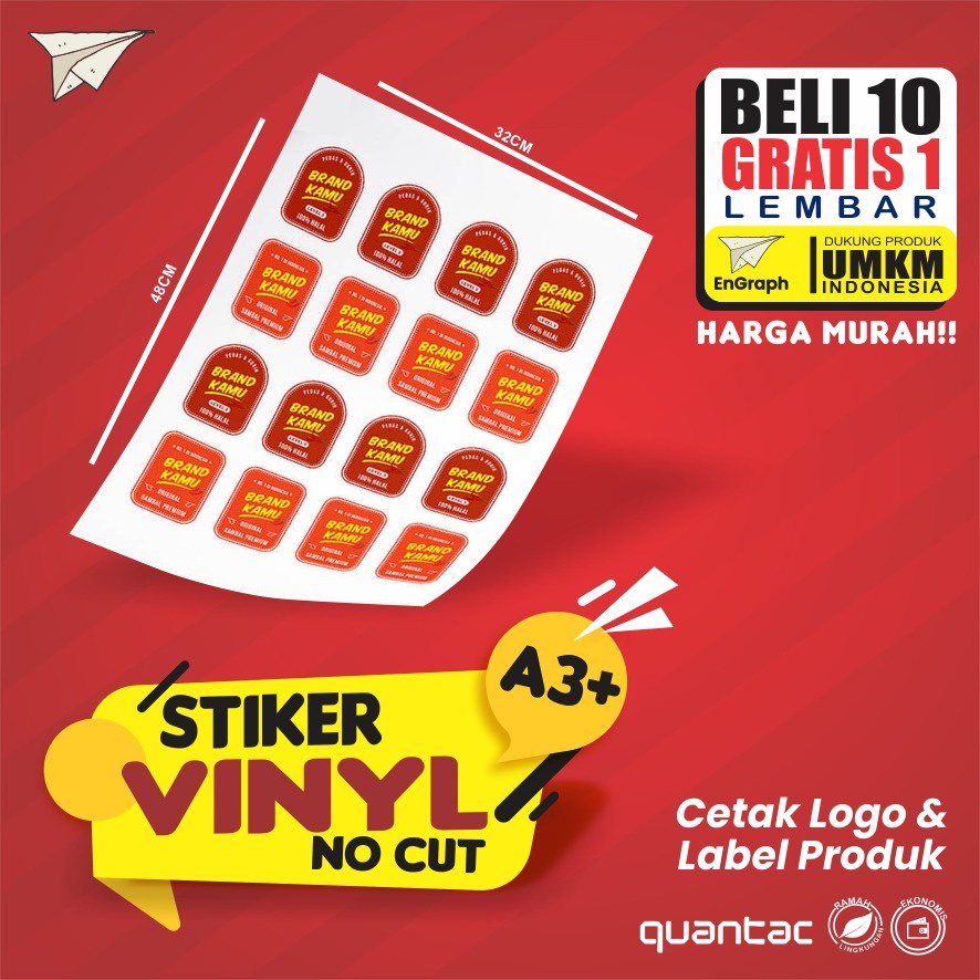 Jual Cetak Stiker Label Vinyl Transparan A3 Cetak Label Kemasan No Cut Shopee Indonesia 1807