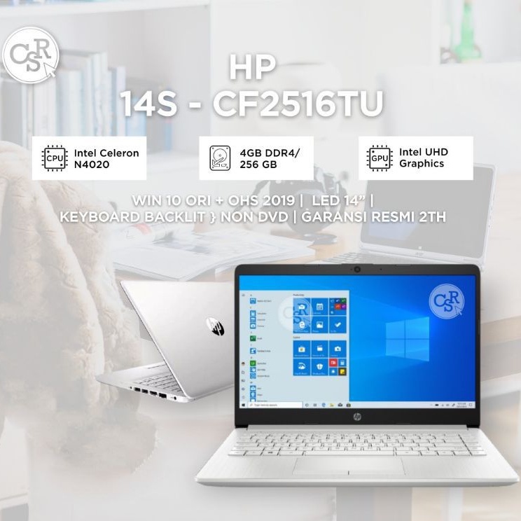 Jual Laptop Hp 14s Cf2516tu Intel Celeron N4020 Ram 4gb Ssd 256gb 14 Inch Keyboard Backlit 7281