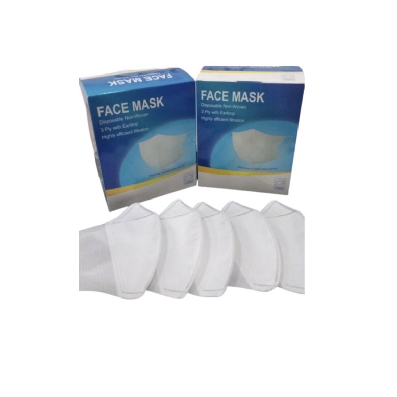 Jual Face Mask 3Ply Earloop 50Pcs/Box | Shopee Indonesia