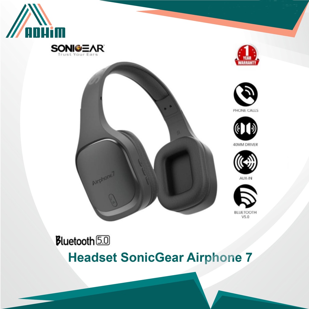 Jual SonicGear Airphone 7 Bluetooth Headphones With Microphone