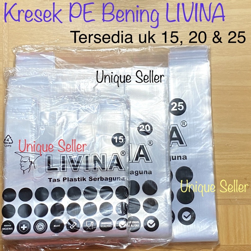 Jual Kresek Bening PE Uk 15 20 25 30 35 LIVINA / Kantong Plastik Bening ...