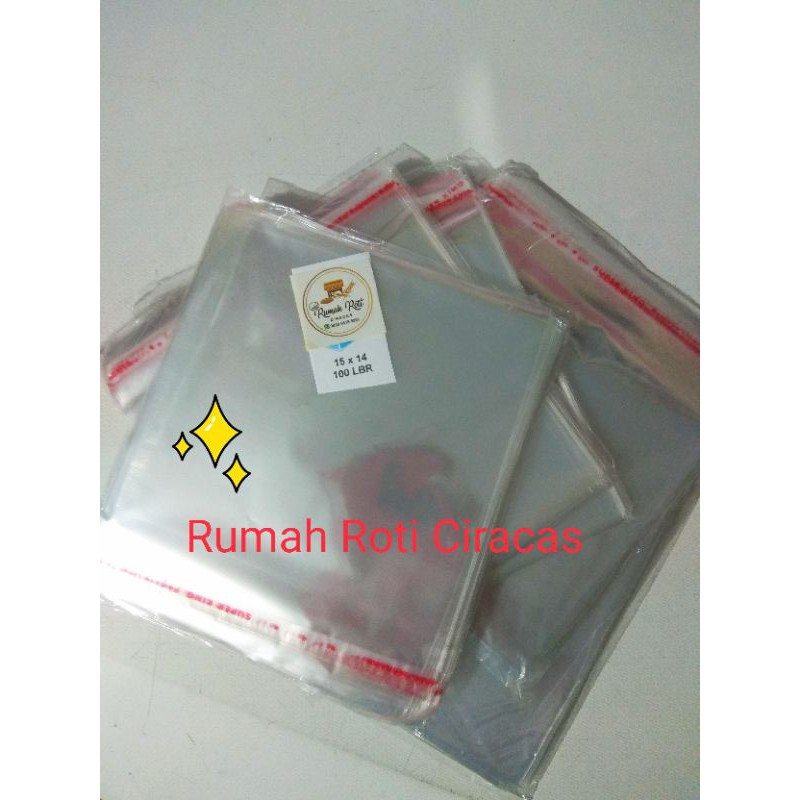 Jual PLASTIK OPP ROTI BENING LEM PEREKAT PUTIH POLOS | Shopee Indonesia