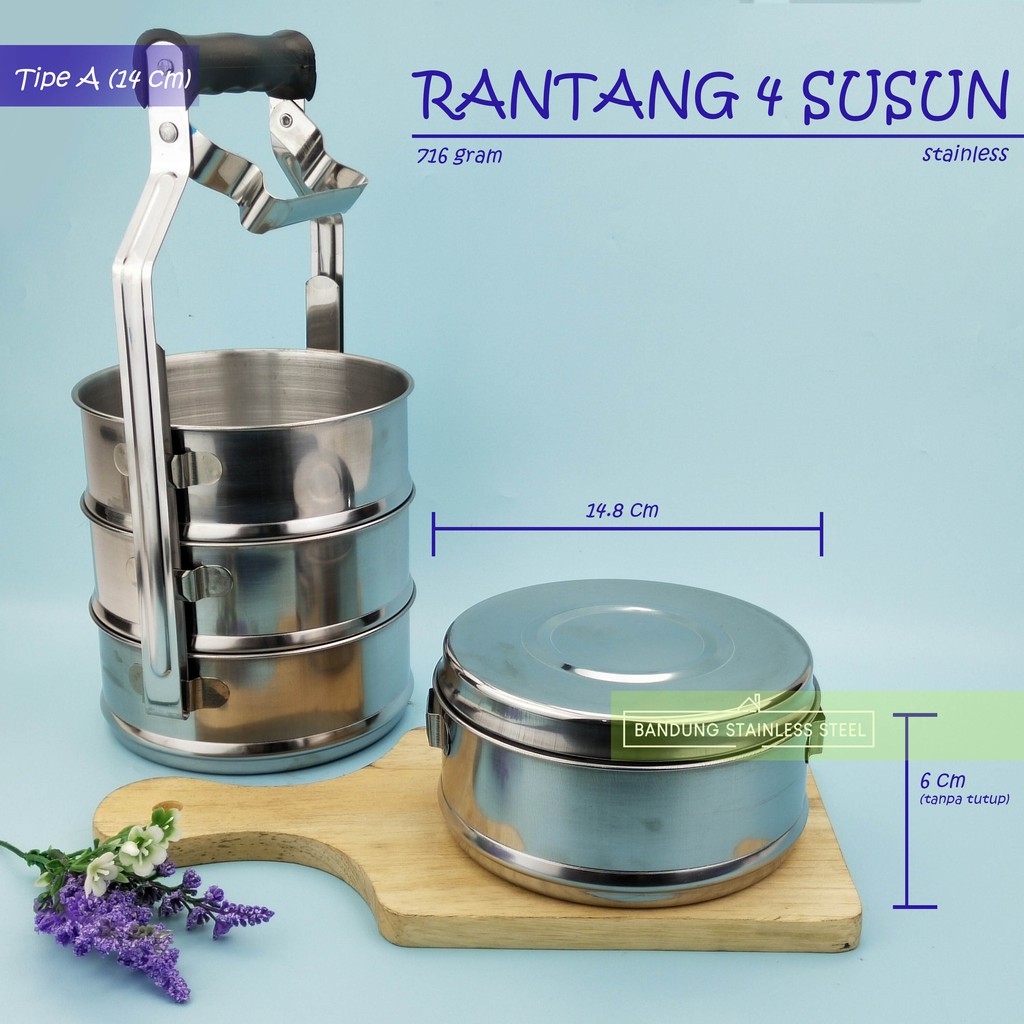 Jual Rantang stainless 4 susun diameter 14cm/16cm | Shopee Indonesia