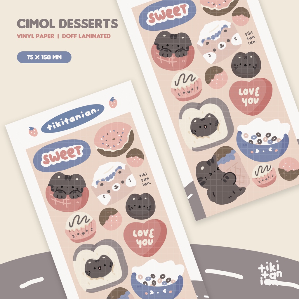 Jual Sticker Sheet Kucing Cimol Dessert by Tikitanian | Shopee Indonesia