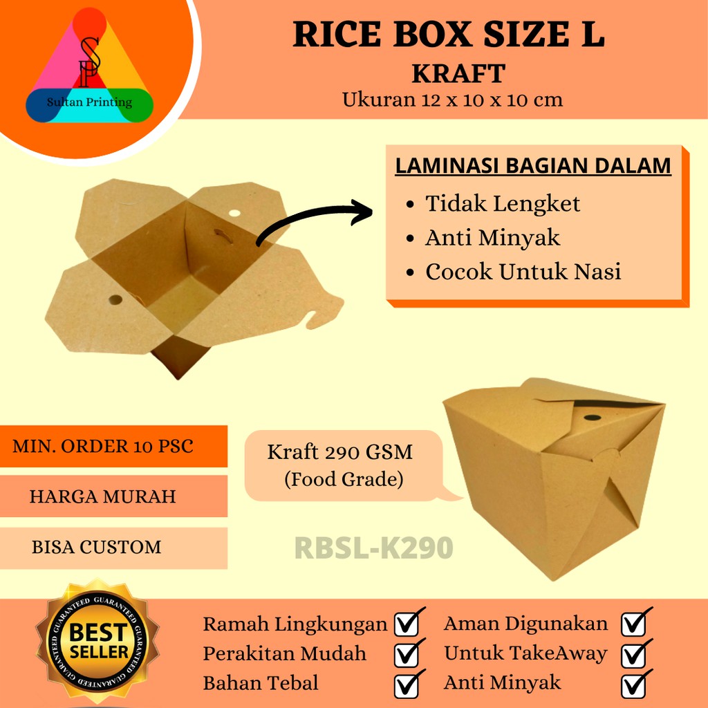 Jual RICE BOX / BOX NASI SIZE L (KRAFT) | Shopee Indonesia