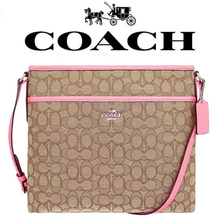 Jual Tas Coach F58285 Outline Signature File Bag Khaki Blush