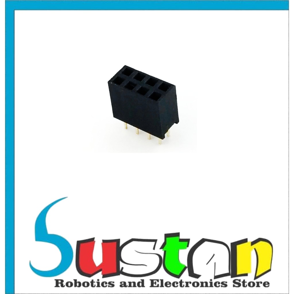 Jual Header Female 2.54mm 2x4 Pin Pitch Double Row Straight Socket ...