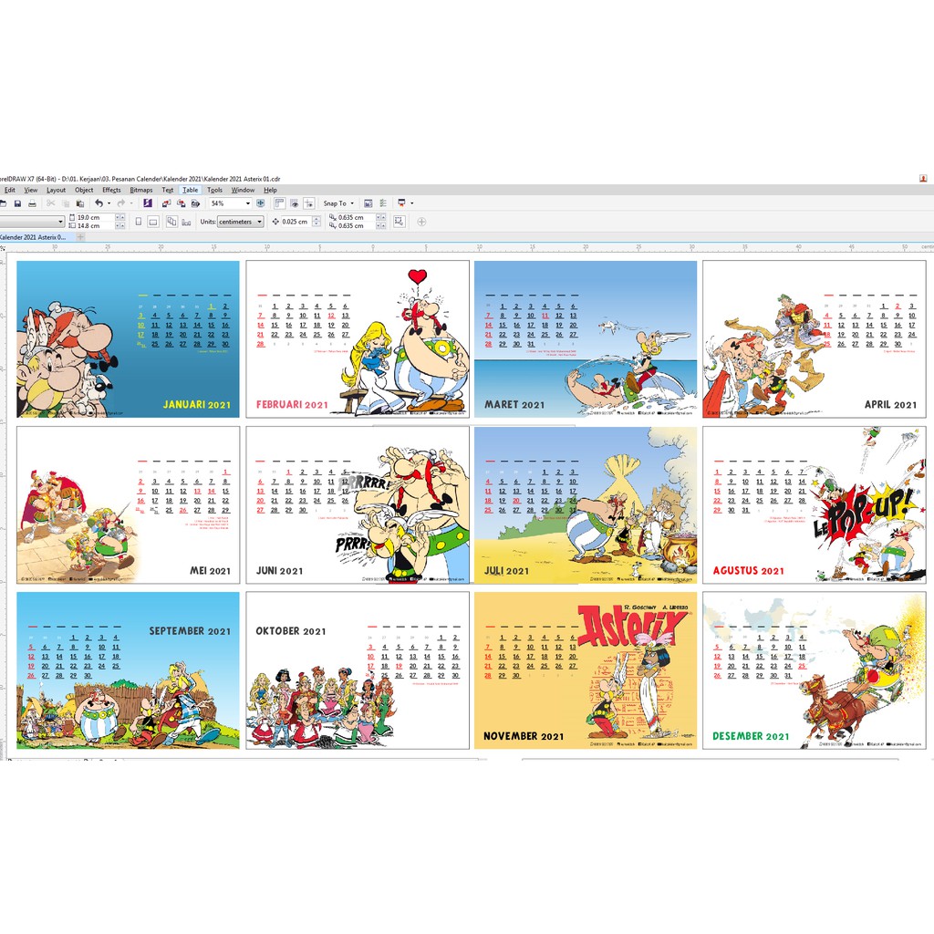 Jual Kalender ASTERIX OBELIX 2024 Calendar Meja Bisa custom desain