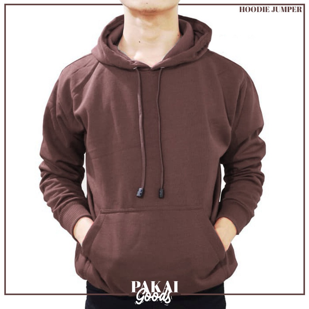 Jaket Hoodie Jumper Polos Hitam, Ukuran M/L/XL