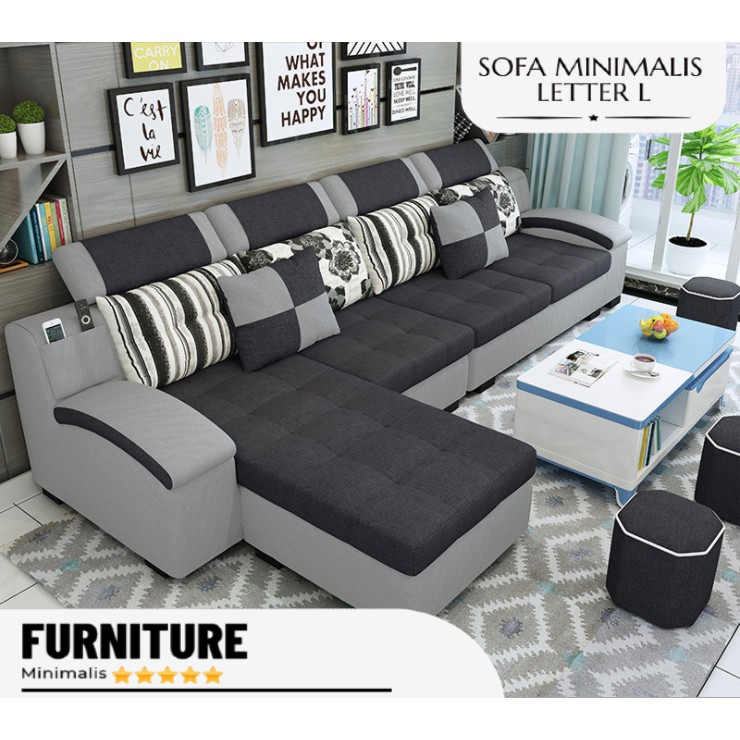 Jual Kursi Sofa Minimalis Modern L Sudut Kursi Tamu Minimalis Sofa L ...