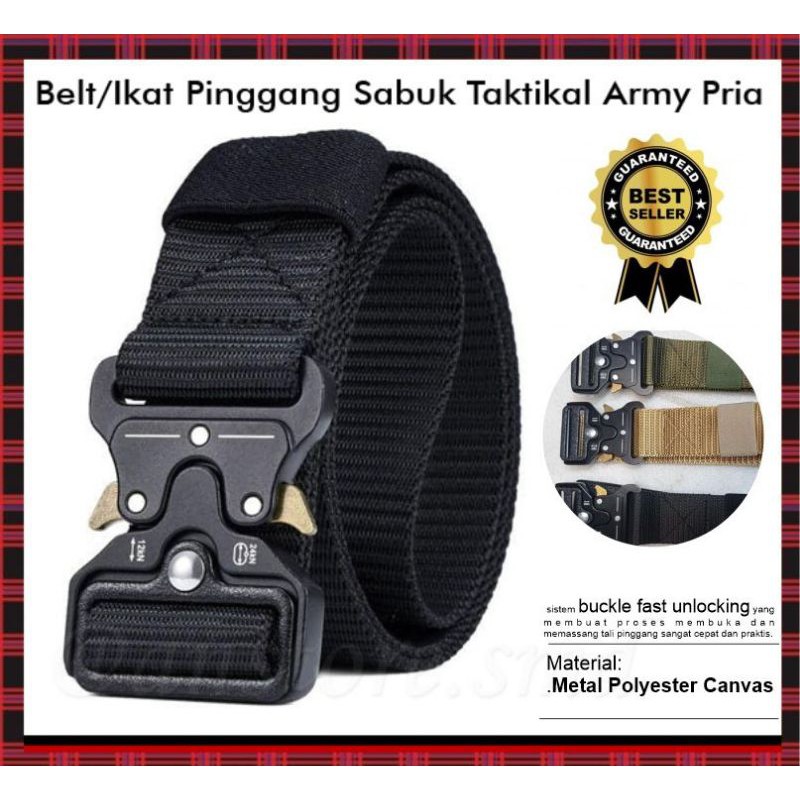 Jual Ikat Pinggang Gesper Auto Kain Tactical Nylon Canvas Army Anti Metal  Detector Tali Pinggang Cowok Ikat Pinggang Pria