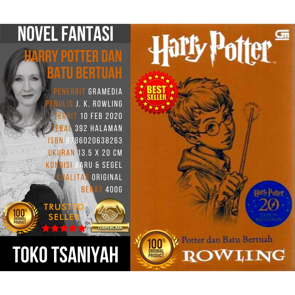 Jual Buku Novel Fantasi Fantasy Harry Potter Dan Batu Bertuah JK ...