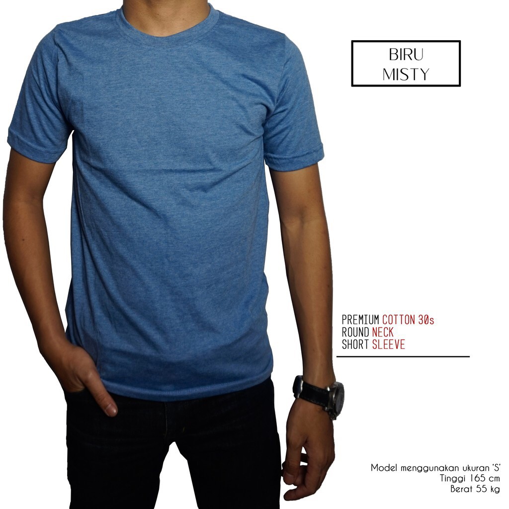 Jual Bisa Cod Kaos Polos Lenga Pendek Misty Warna Bahan