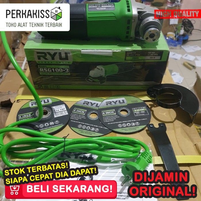 Jual Mesin Gerinda Tangan Ryu Rsg 100-3 Angle Grinder Ryu Rsg100-3 K462 ...