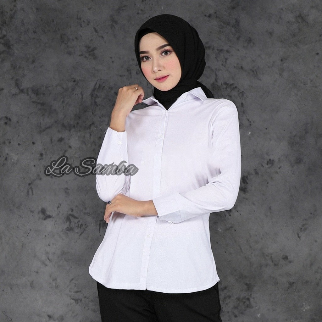 Jual kemeja basic wanita - women's plain basic long sleeve top - m to ...