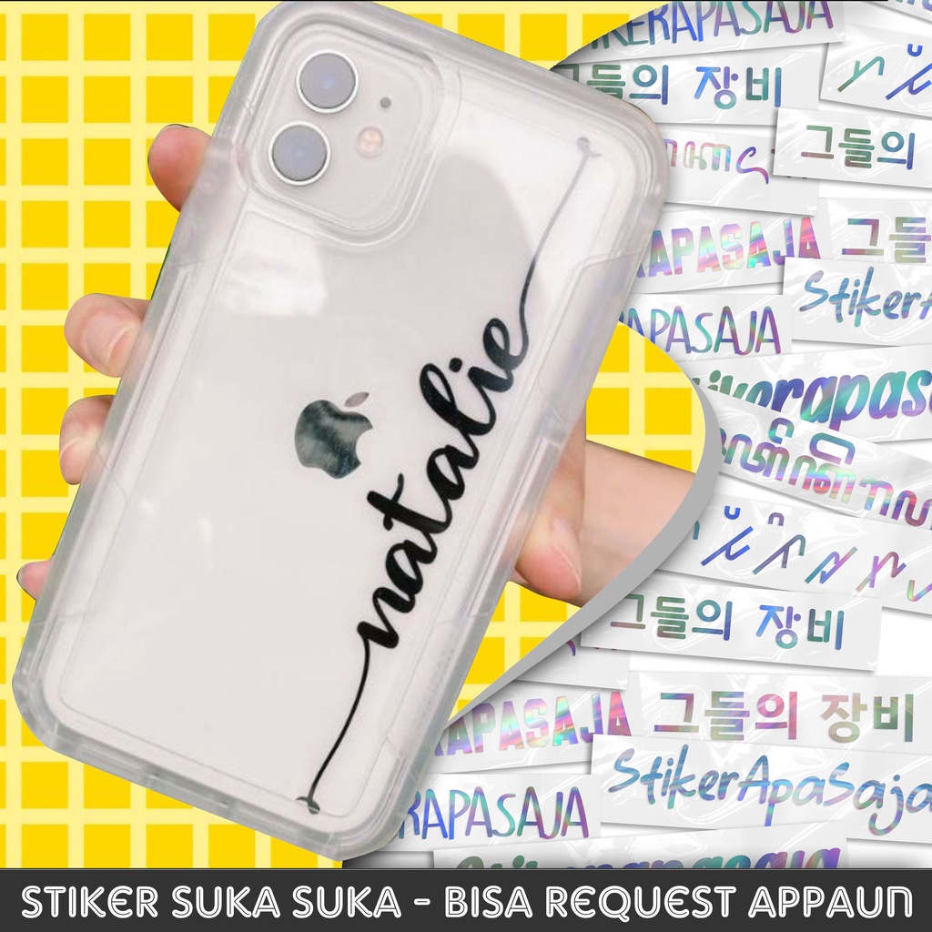 Jual Sticker Nama Custom Waterproof Murah Hologram Hangul Korea Jepang