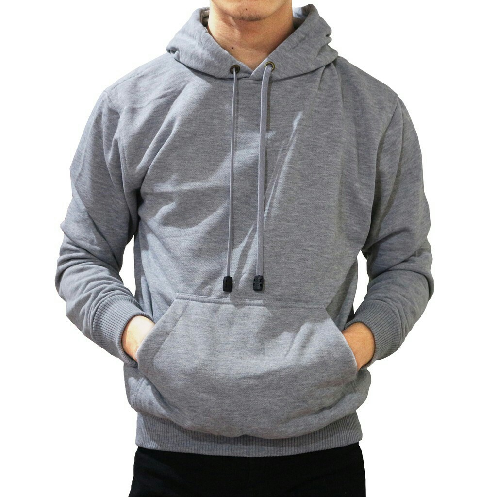 Jaket hoodie abu abu polos on sale