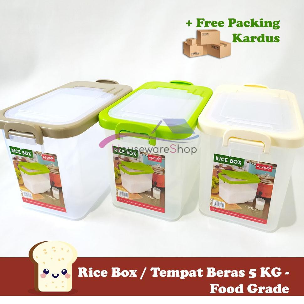 Jual Rice Box Asvita Tempat Beras 5 KG - Food Grade Free Gelas Ukur ...