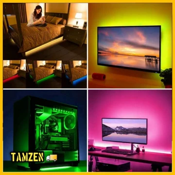 Lampu Led Strip RGB Kumplit! Ruang Kerja Kamar Tidur Hiasan Dinding Meja Tv 5m Gaming Paket
