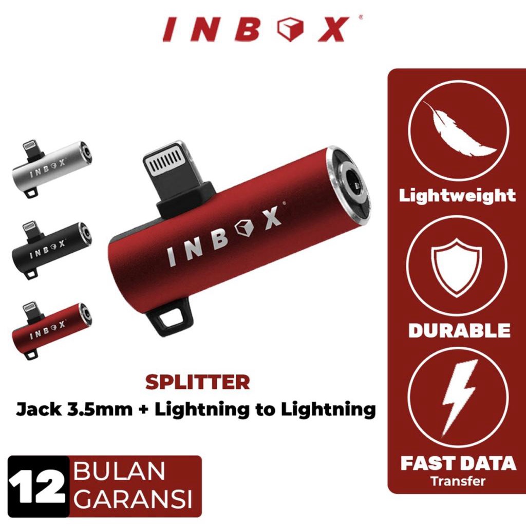 Jual Splitter Audio 2in1 Lightning ke Jack 3,5mm dan Lightning INBOX ...