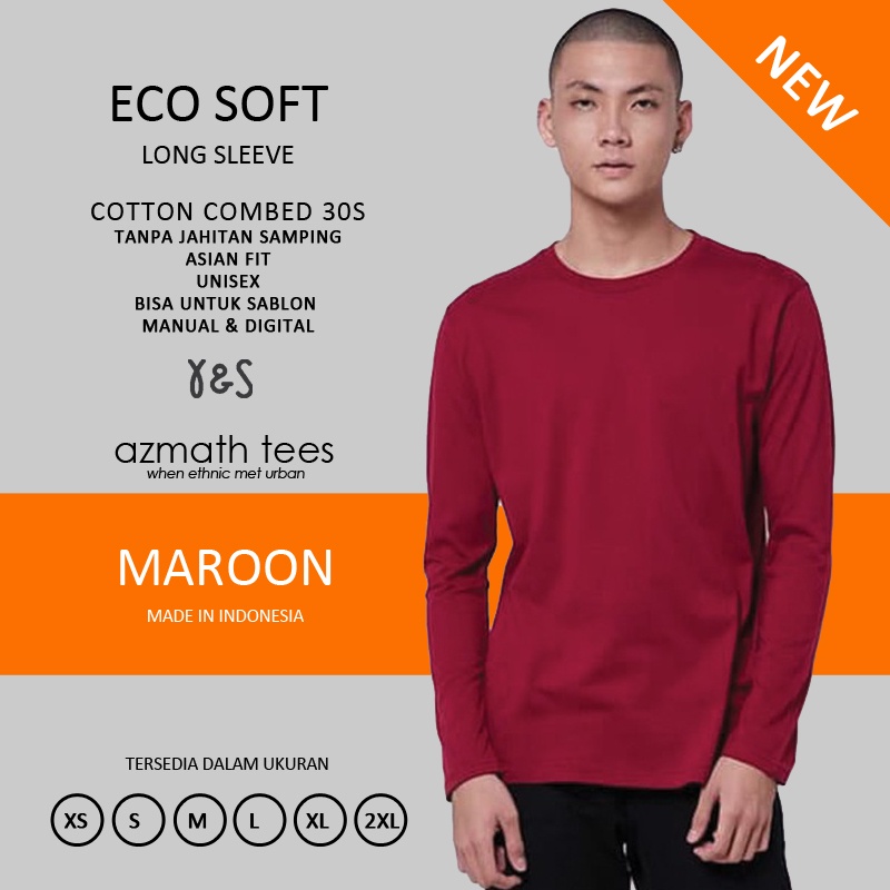 Jual Kaos Polos Lengan Panjang Cotton Combed 30s Yarn SPindle Eco Soft