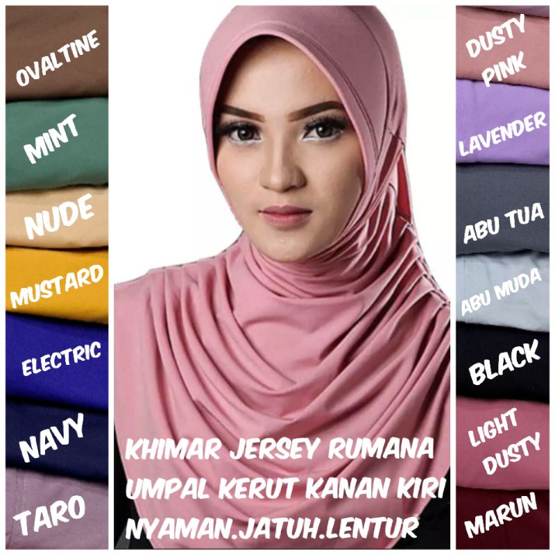 Khimar Bergo Umpal kerut / Jilbab Gelombang Cinta Jersey Premium Pet Daily Wear(adem.cantik.anti budeg) Standar Size