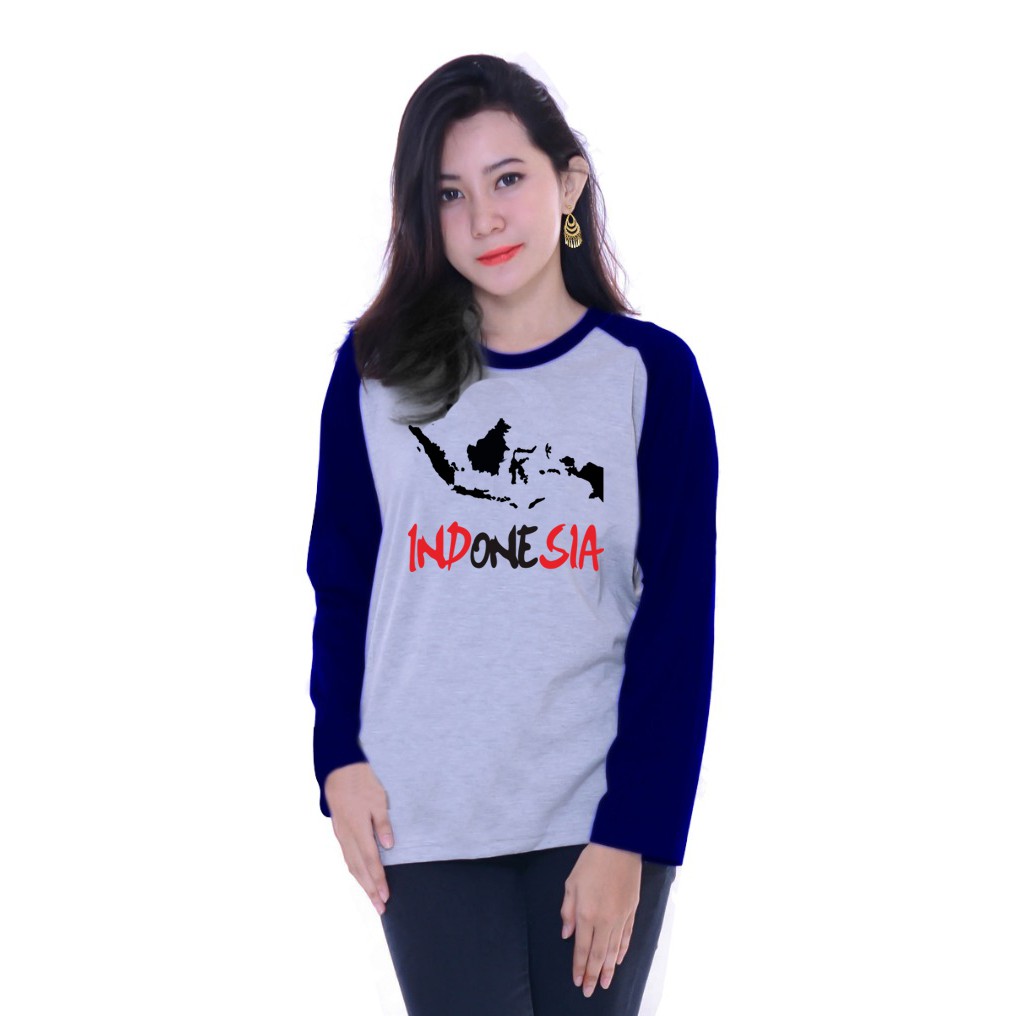 Jual Kaos Raglan Abu Misty M71 Gambar Peta Indonesia | Lengan Panjang ...