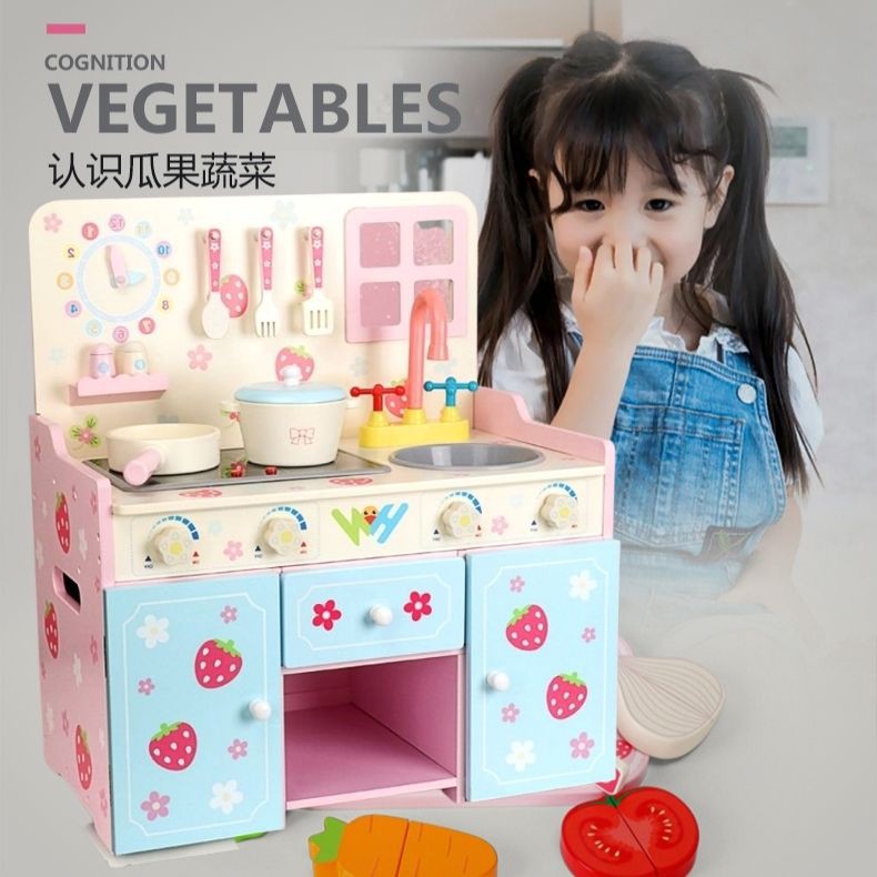 Jual Mainan Dapur Strawberry Kitchen Set Girls Food Pretend Play Wooden