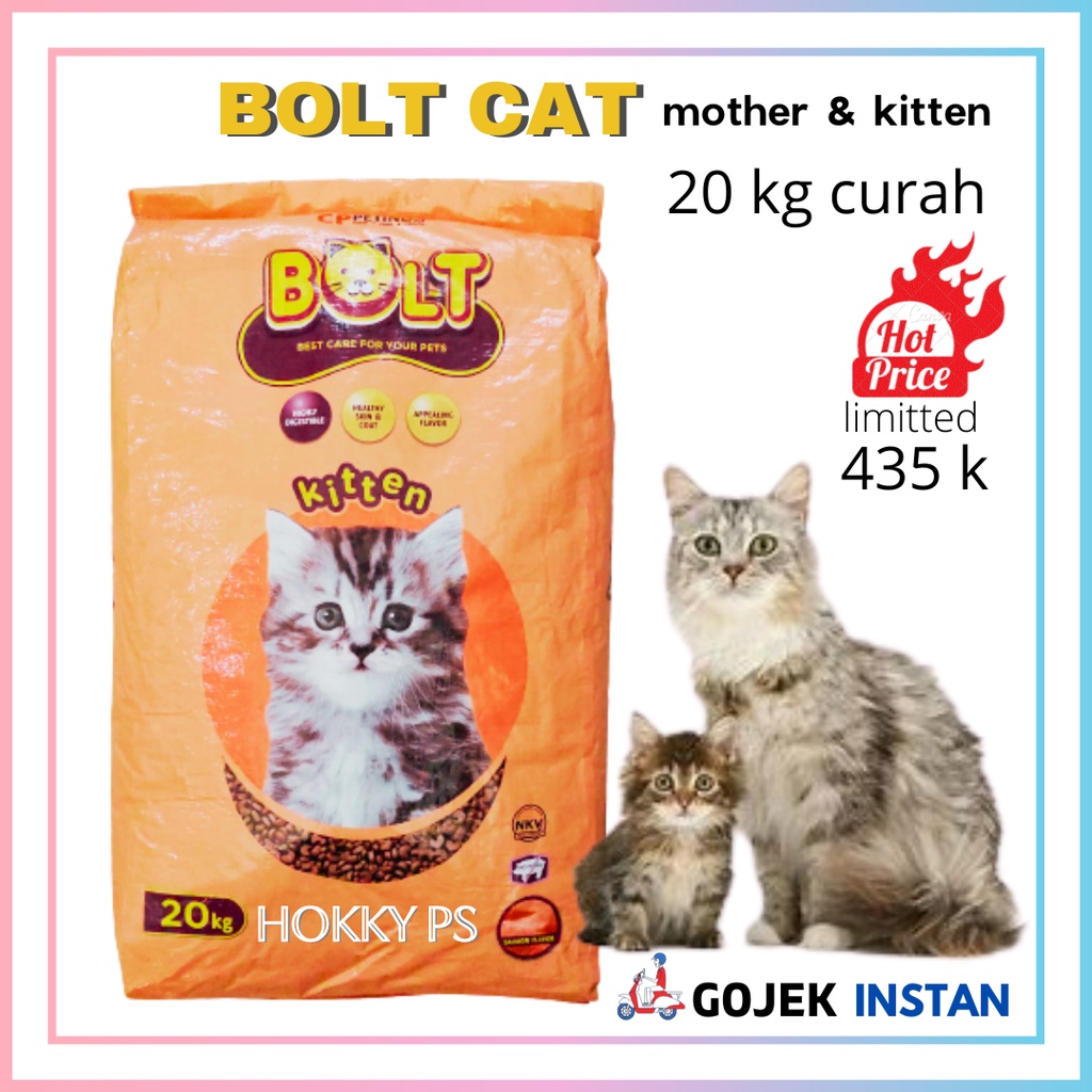 Jual BOLT CAT KITTEN salmon makanan anak kucing curah 20 kg dry cat ...