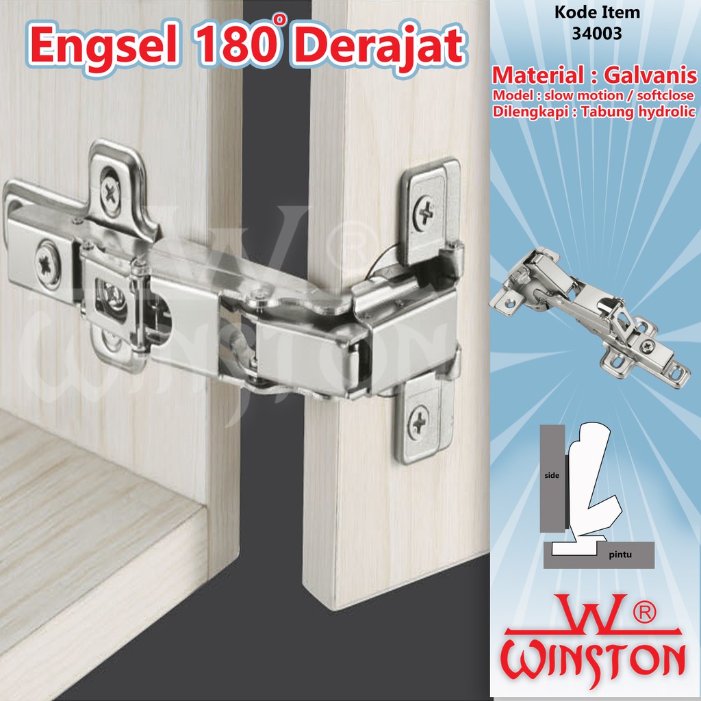 Jual ENGSEL SUDUT 180 DERAJAT ENGSEL SENDOK BUAYA SLOW MOTION WINSTON ...