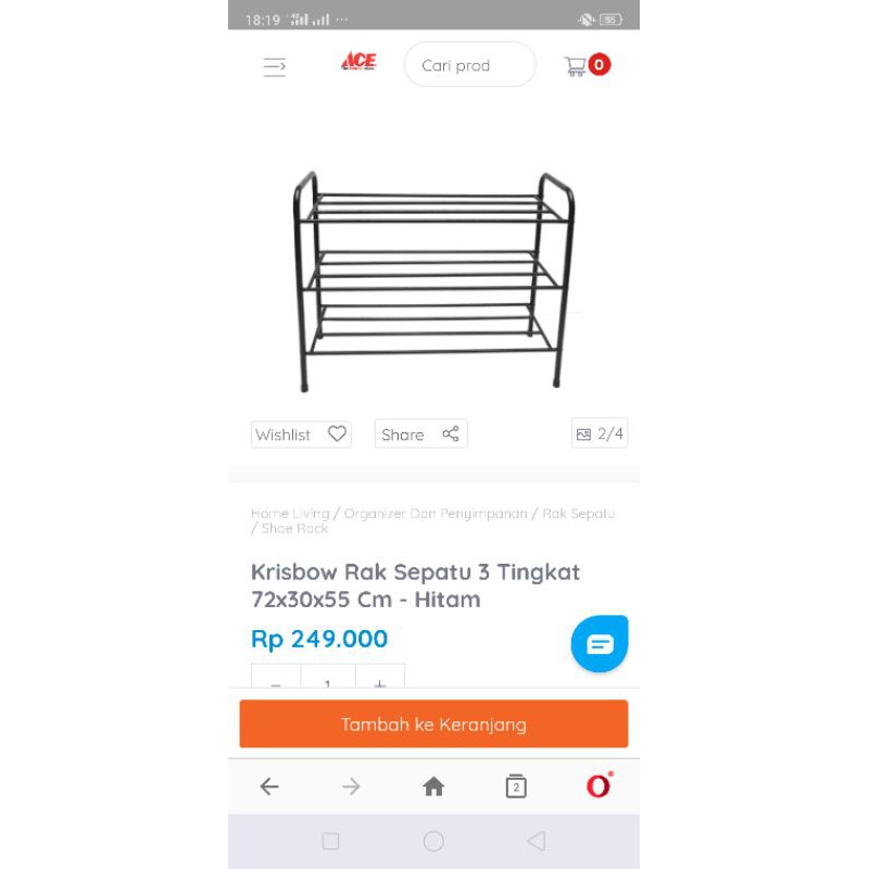 Jual Rak sepatu Krisbow ace hardware 3 tingkat/ shoe rack | Shopee ...