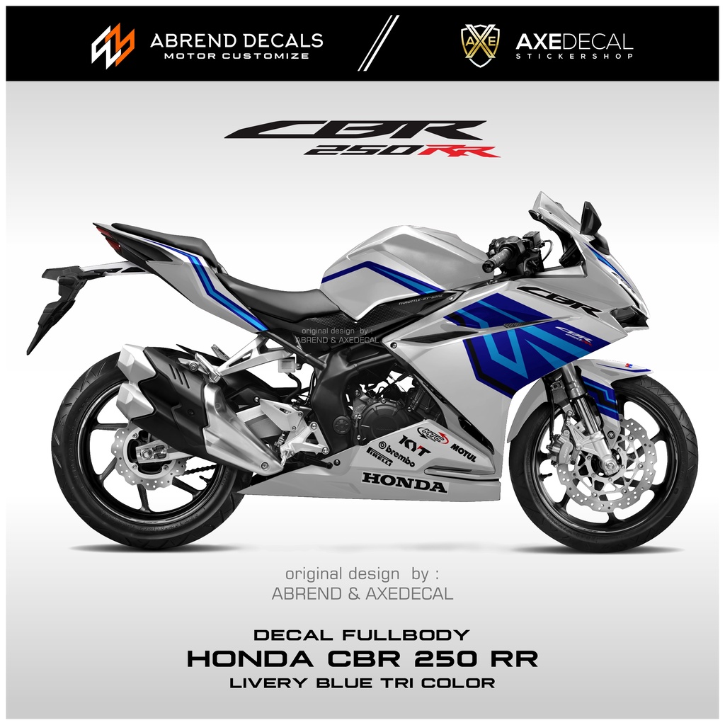 Jual DECAL FULLBODY CBR 250 RR LIVERY BLUE TRI COLOR STIKER