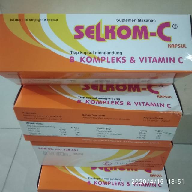 Jual Selkom C Per Strip Isi 10 Kapsul Vitamin B Kompleks Dan Vitamin C ...