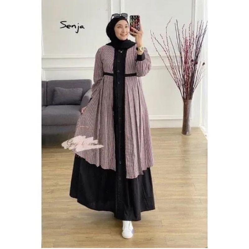 Jual Setelan Gamis Dan outer 2in1 Set Dress Outer kotak-kotak Baju ...