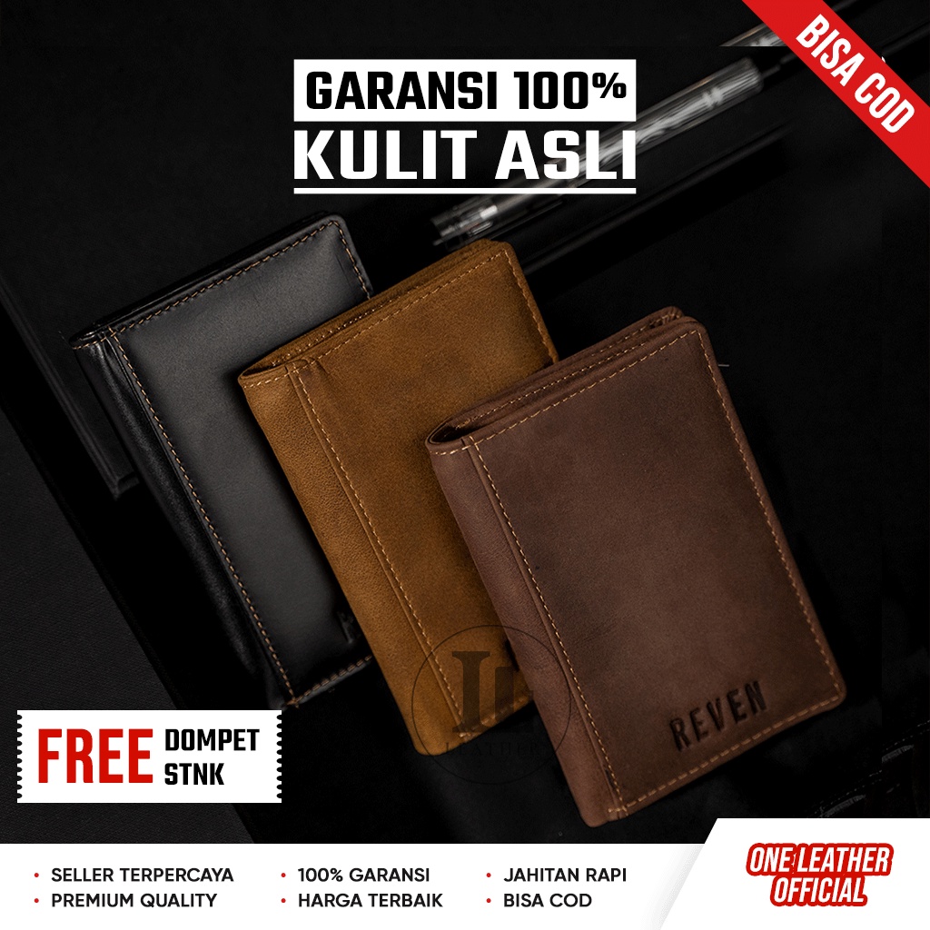 Jual Dompet Pria Kulit Asli Original Leather Wallet Lipat Bahan Crazy