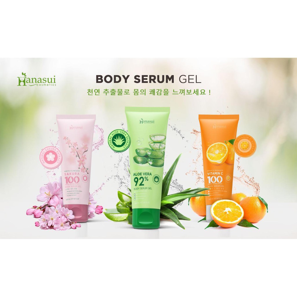 Jual HANASUI BODY SERUM GEL 200ML (sakura Aloevera Orange) | Shopee ...