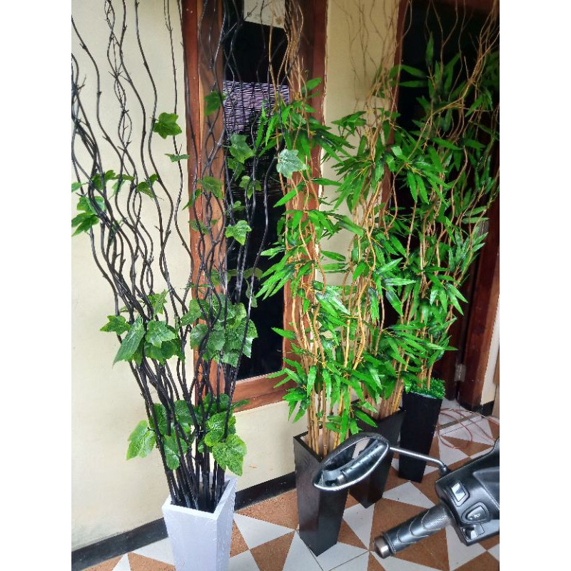 Jual bambu ulir daun maple lengkap vas 15 batang | Shopee Indonesia