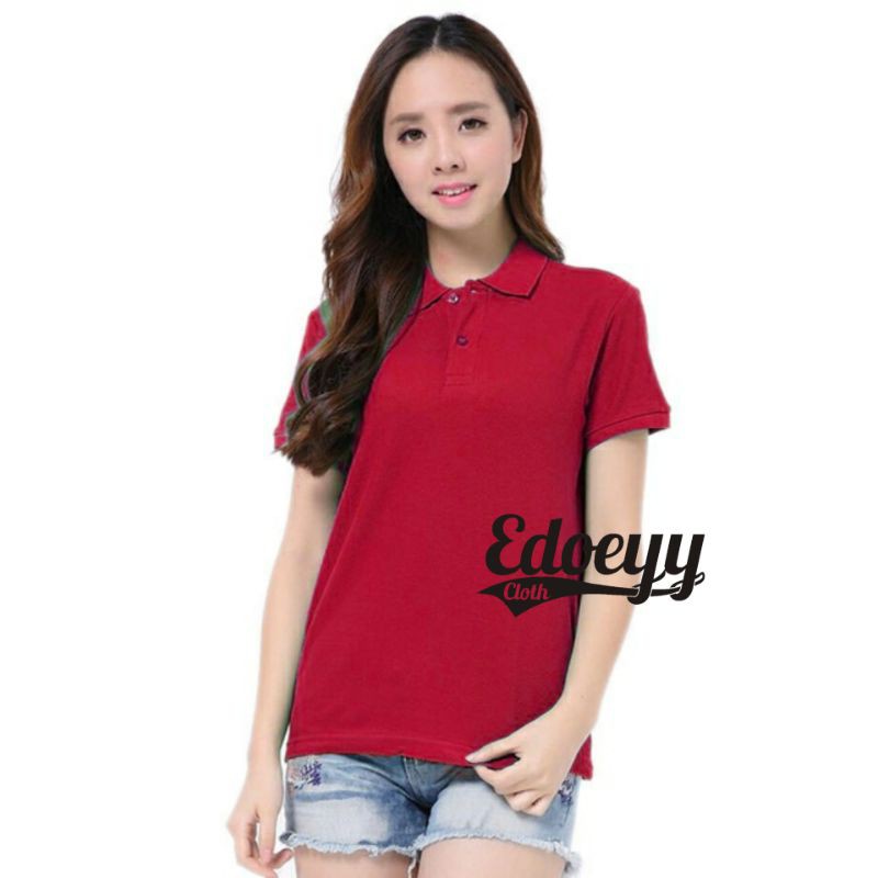 Jual Kaos Polo Cewek Merah Maroon Woman Polo Shirt Kaos polo