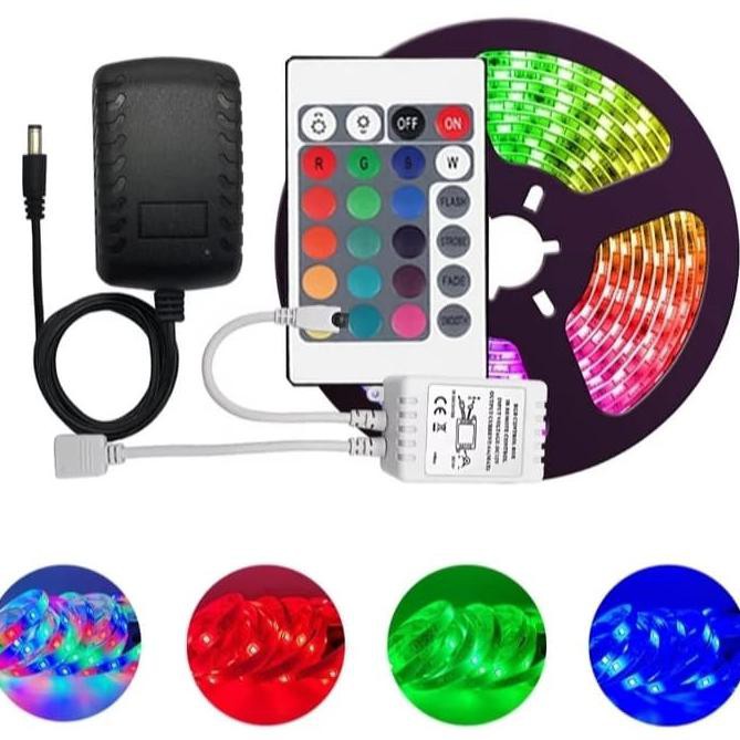 Jual lampu LED strip RGB 5 meter + controller+ adaptor | Shopee Indonesia