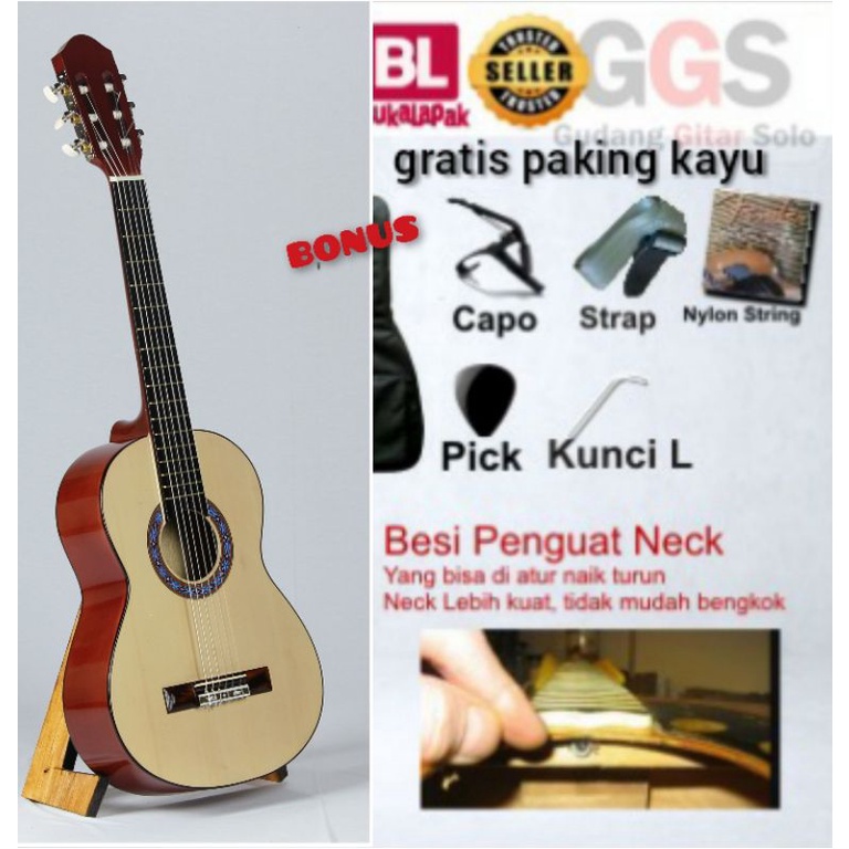 Jual Gitar Akustik Klasik Yamaha Senar Nilon Tanem Besi Import Custom Bonus Komplit Senar