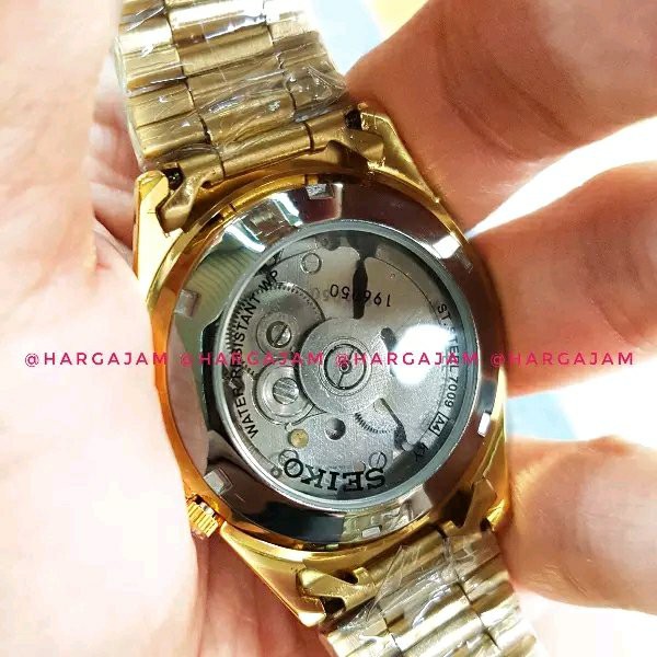 Jual Jam Automatic Seiko Series 5 S706076 Gold Chain Gold Dial