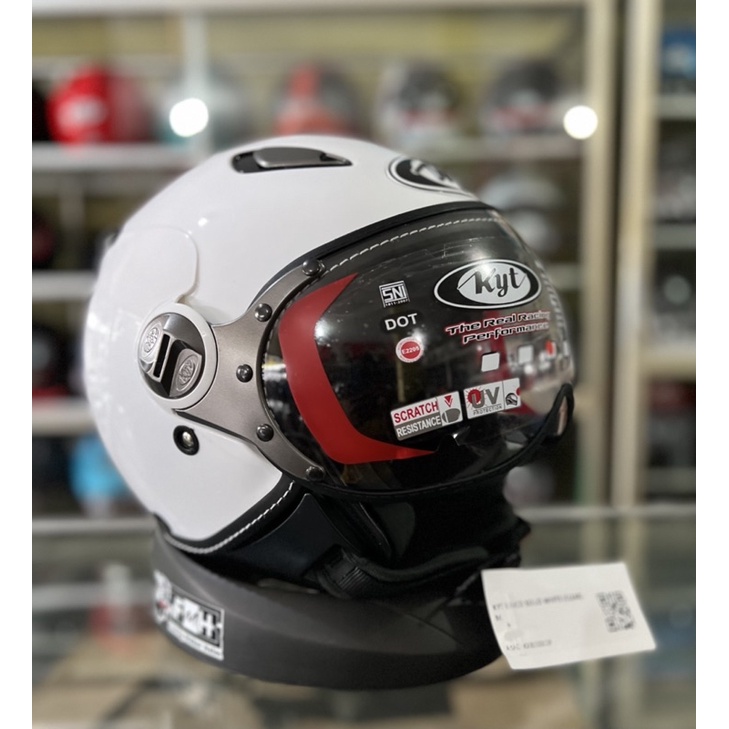Jual HELM KYT ELSICO SOLID PUTIH HELM RETRO CLASIC ORIGINAL KYT