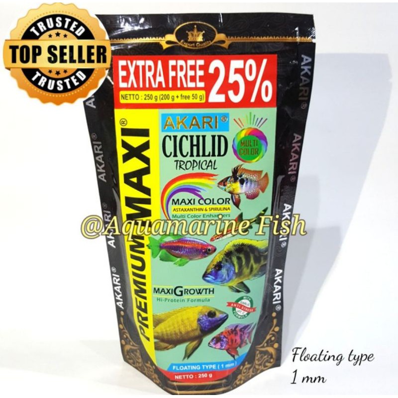 Jual Akari Premium Maxi Cichlid Tropical Multi Color 250gr Pelet