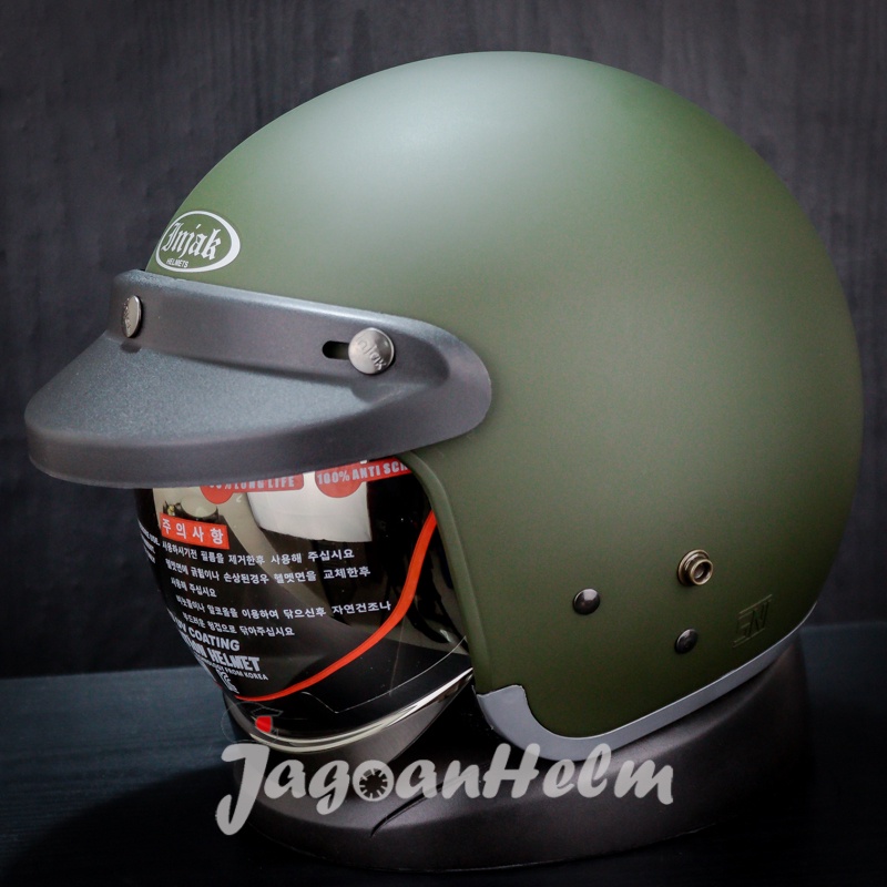 Jual Helm Injak Retro Solid Army Doff Bogo Classic Shopee