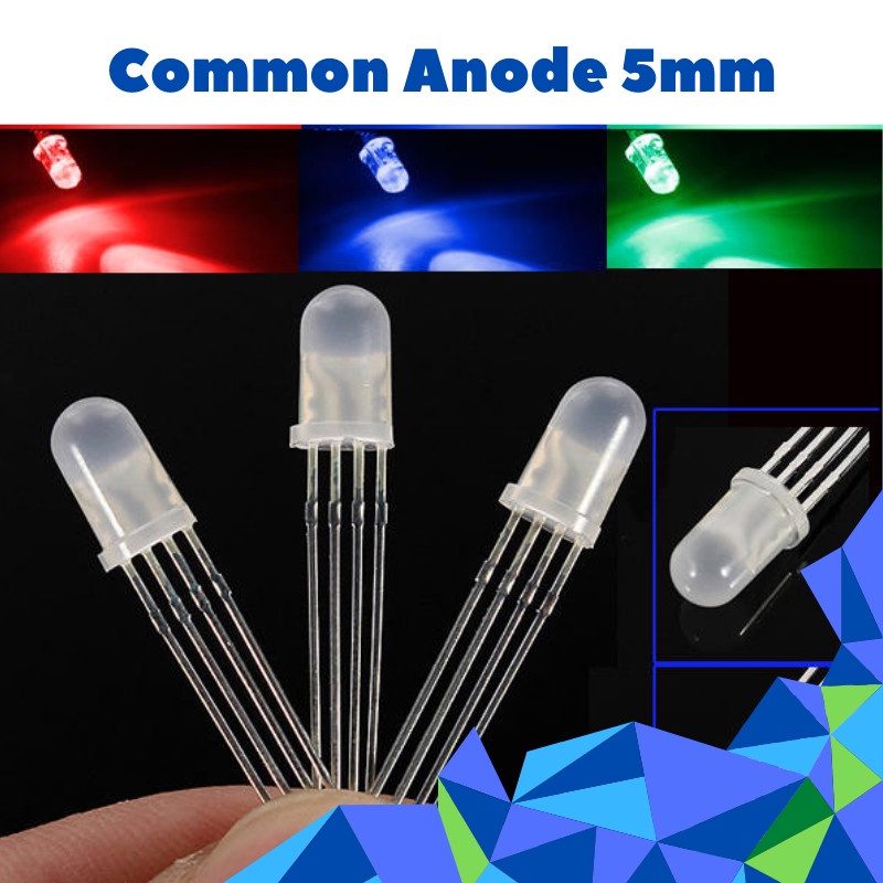 Jual LED RGB Diffused Common Anode 5mm 4 kaki Multicolor Ultra Bright ...