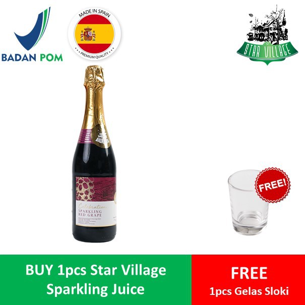 Jual [FREE GELAS SLOKI] Star Village Sparkling Grape Juice 750ml