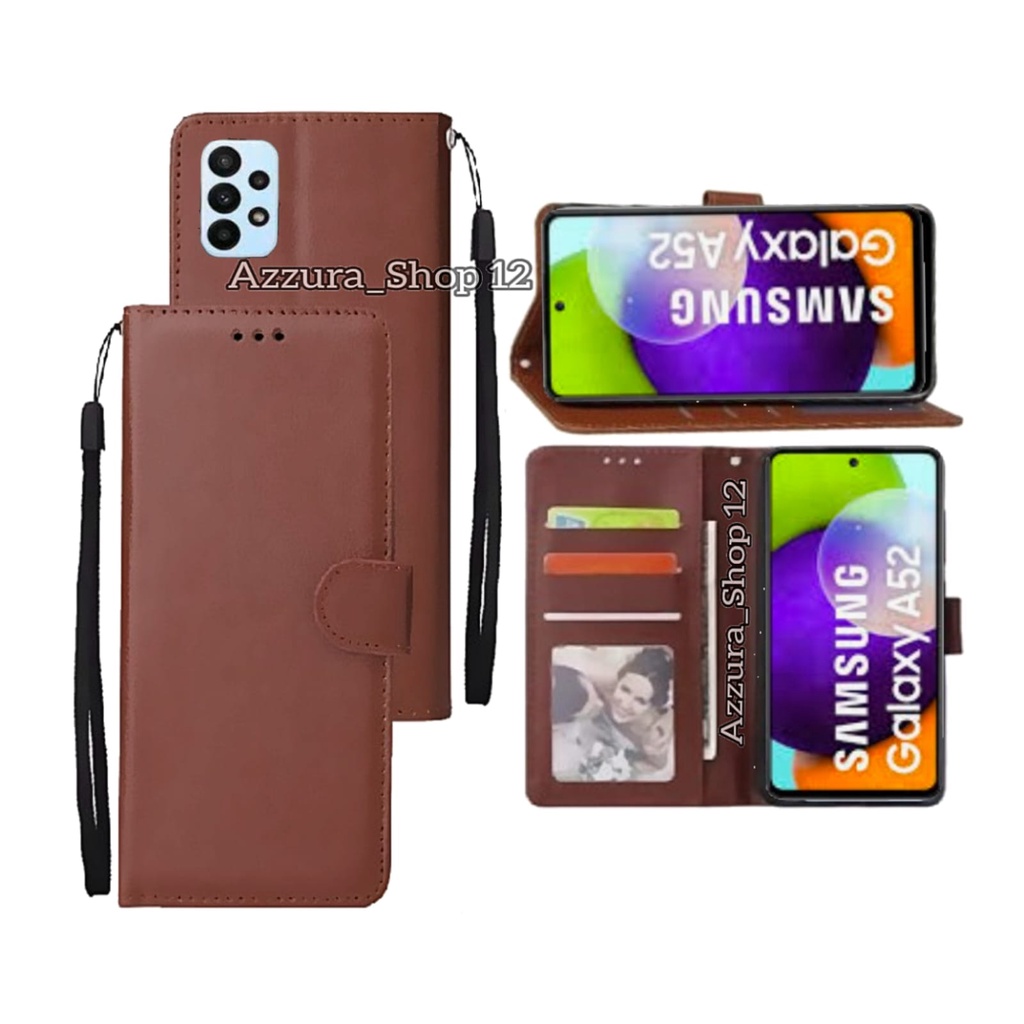 Case Untuk SAMSUNG GALAXY A52 Soft Case Flip Wallet Flip Cover Leather  Premium Casing HP